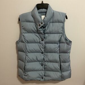 J. Jill Down Puffer Vest, Ice Blue, Large, Full Snap Front